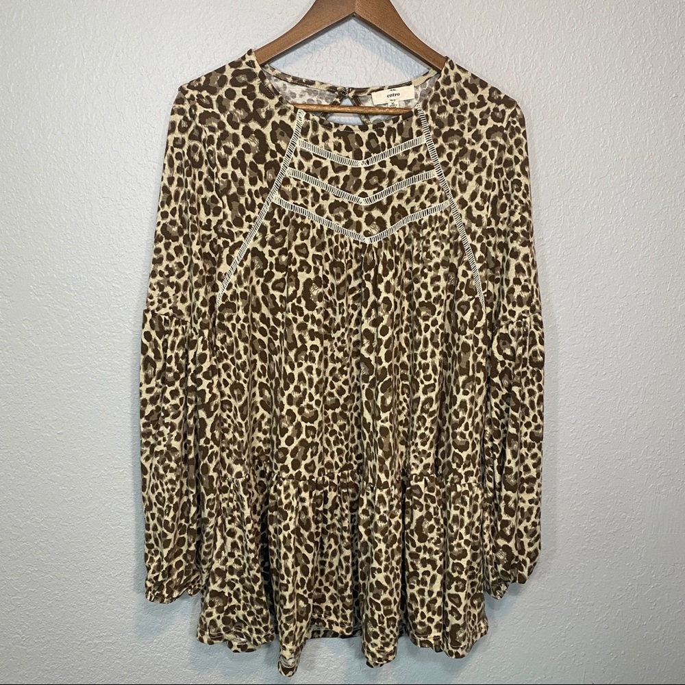 Entro | Cheetah Ruffle Blouse